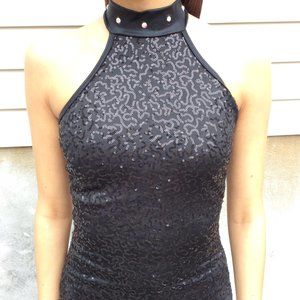 Black Sequin Halter Top